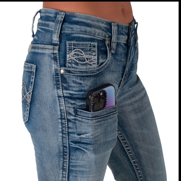 Cowgirl Tuff DFMI Sport Bootcut Jeans Don’t Fence Me In 33 x 29 Super Stretch - Picture 1 of 14